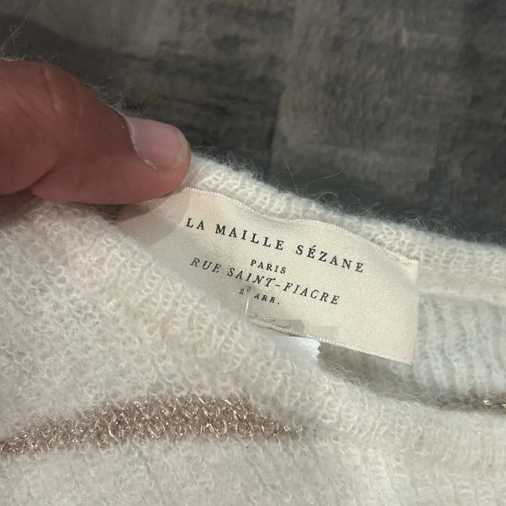 Sèzane Gaspard Mohair Wool Cardigan ecru/gold size M - Picture 6 of 9